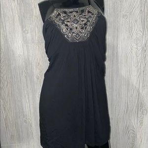 NWT White House black market metallic beaded black tunic top women’s size M